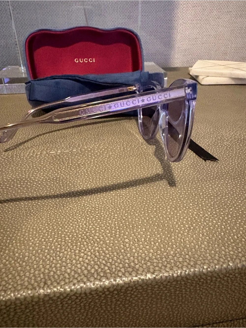 Gucci Purple & Clear Round Sunglasses